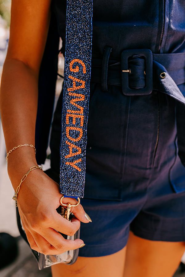 Premium Game Day Beaded Bag Strap - Orange & Navy Edition