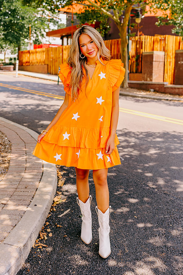 Ultimate Game Day Glow: Ruffle Mini Dress in Orange