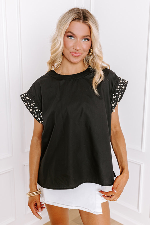 Premium Spotlight Delight Embellished Top - Ultimate Black Elegance