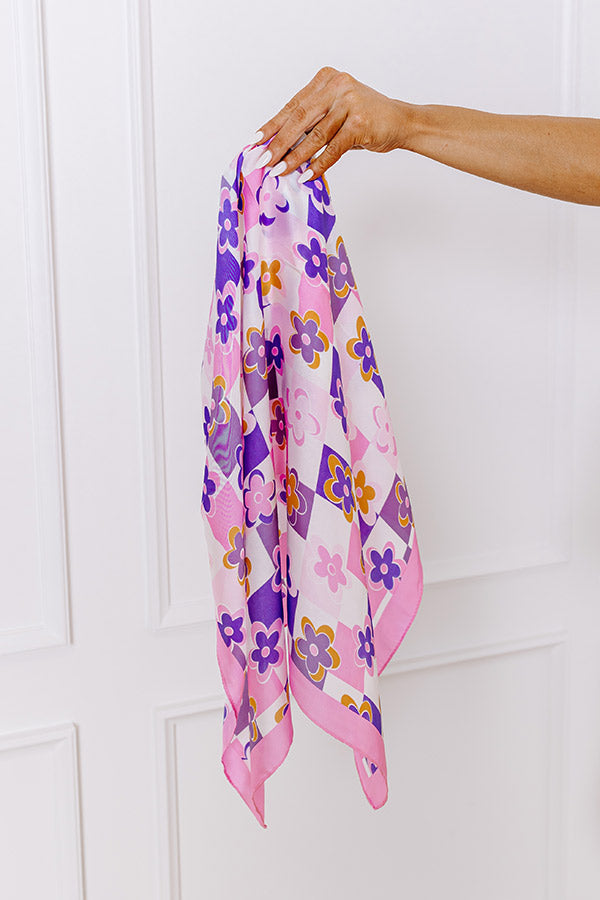 Premium Satin Hair Scarf - Flower Power Edition