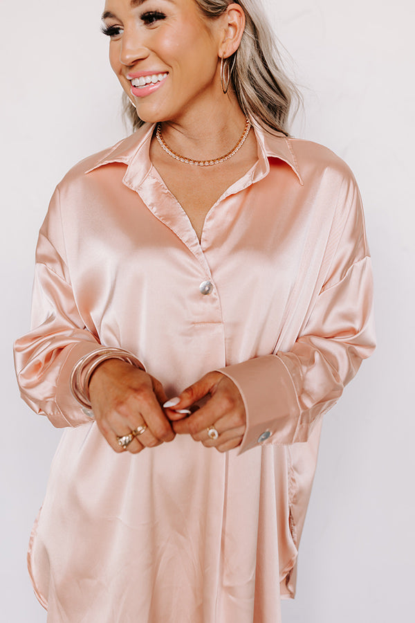 Premium Peach Satin Shift Top - Ultimate Office Elegance