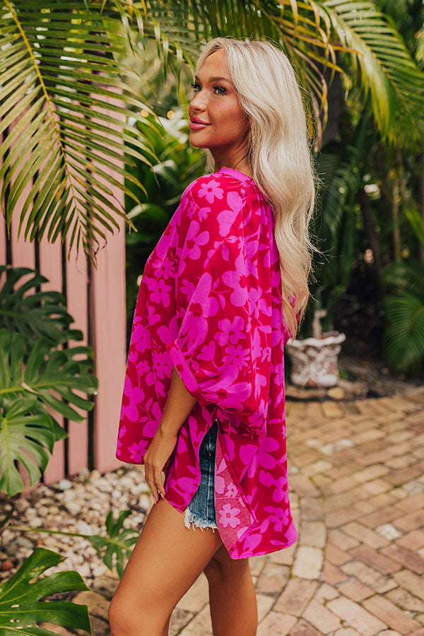 Premium Coastal Floral Oversized Top - Effortless Style Upgrade