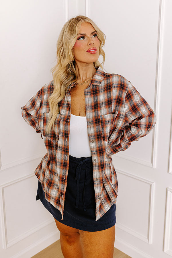 Premium Rust Plaid Top - Ultimate Comfort for Curves