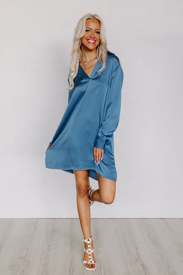 Premium Love Crush Shift Dress - Ocean Blue