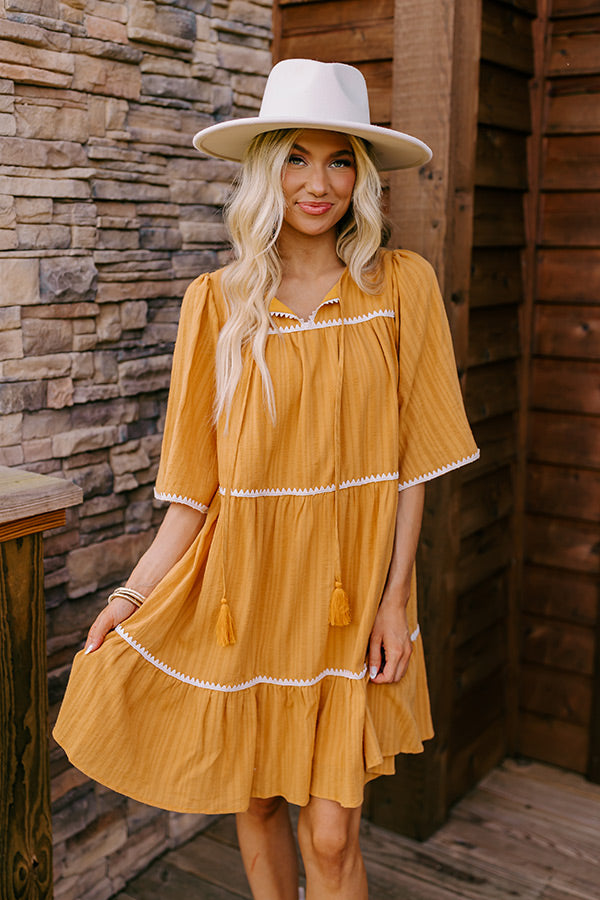 Ultimate Mustard Tiered Mini Dress - Simply Lovely