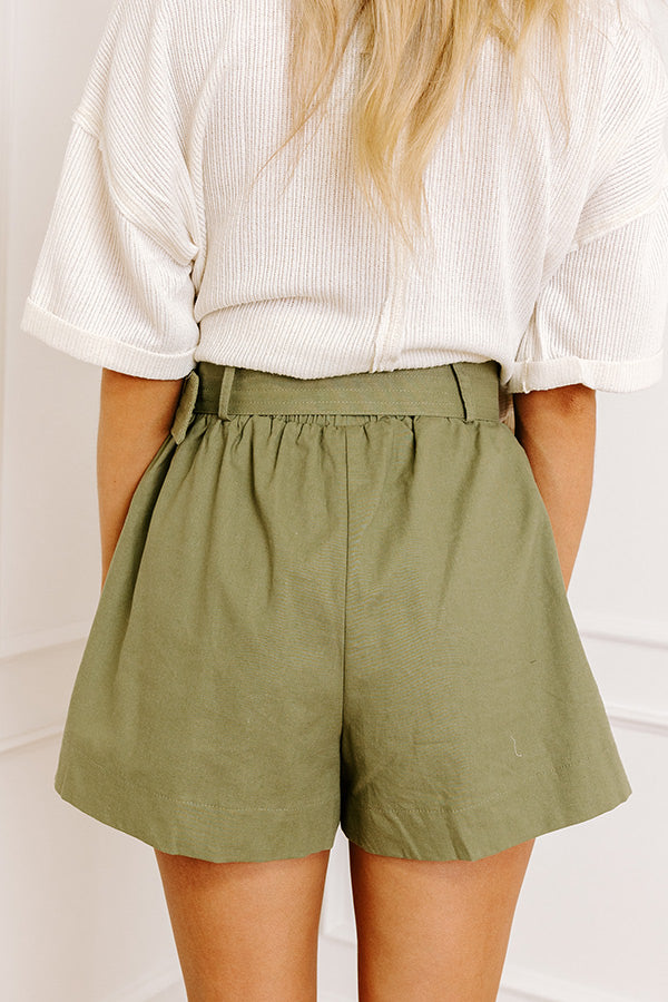 Premium Mariah Linen-Blend Shorts - Sage Green