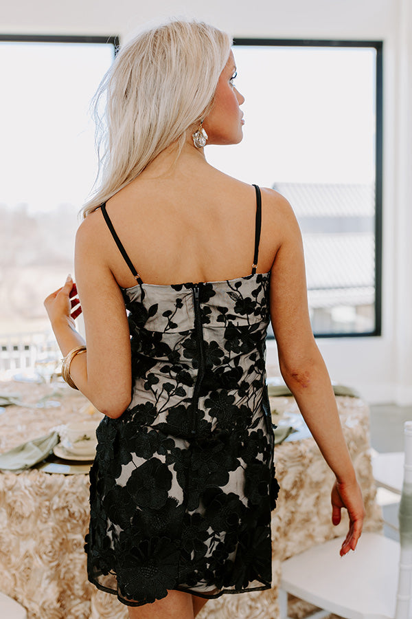 Ultimate Floral Moment Embroidered Mini Dress - Black