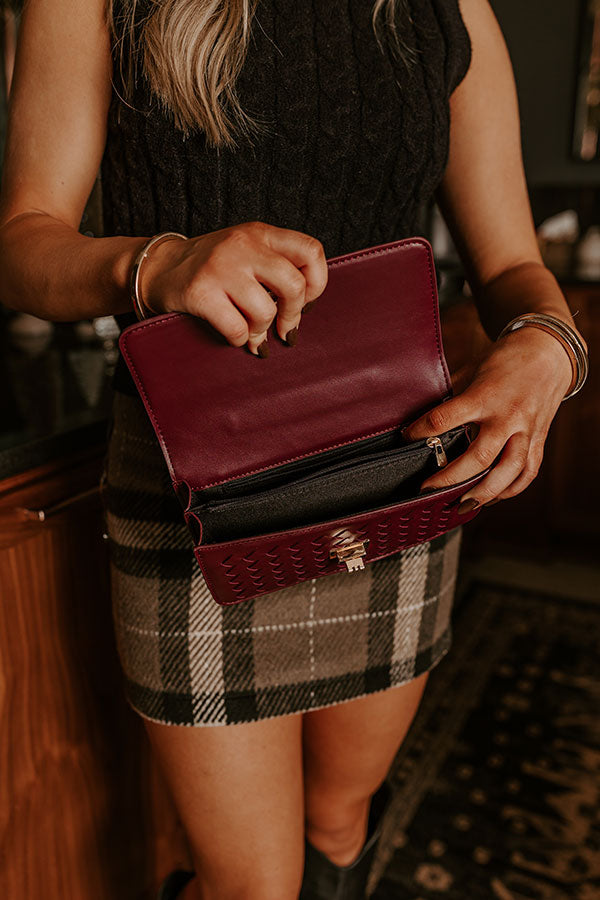 Ultimate Chic Faux Leather Woven Purse in Windsor Wine