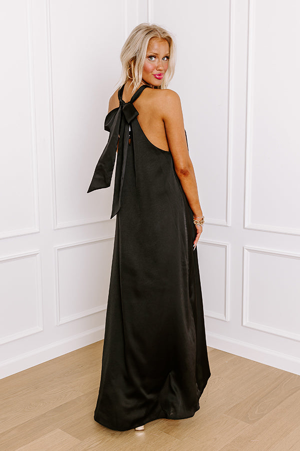 Ultimate Bali Date Night Satin Maxi Dress - Black