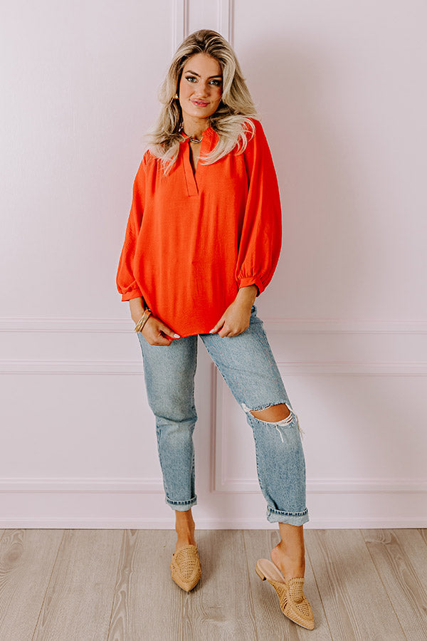 Premium Casual Moment Shift Top - Tangerine Elegance