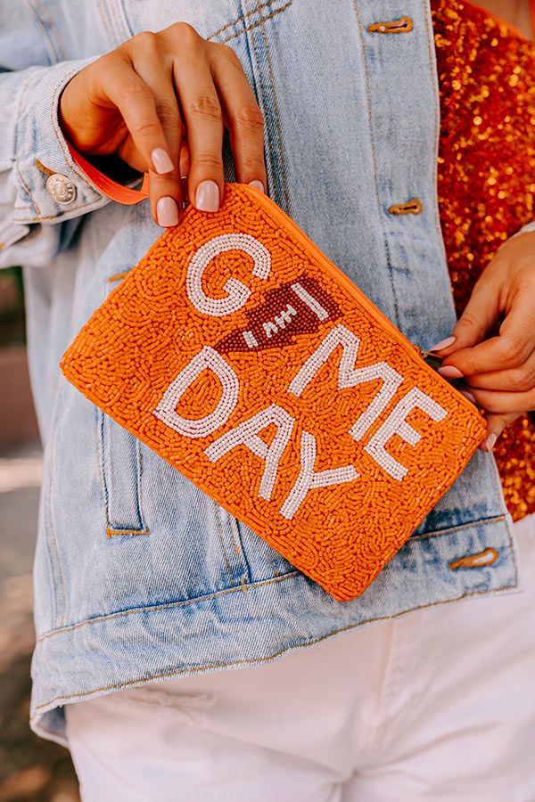 Ultimate Game Day Orange Beaded Clutch