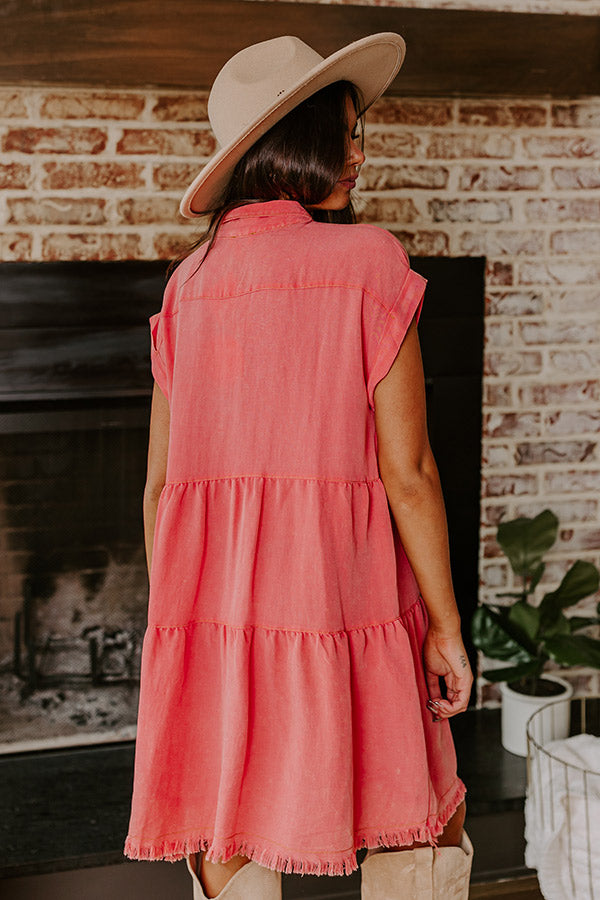 Premium Coral Mineral Wash Mini Dress - Ultimate Style Upgrade