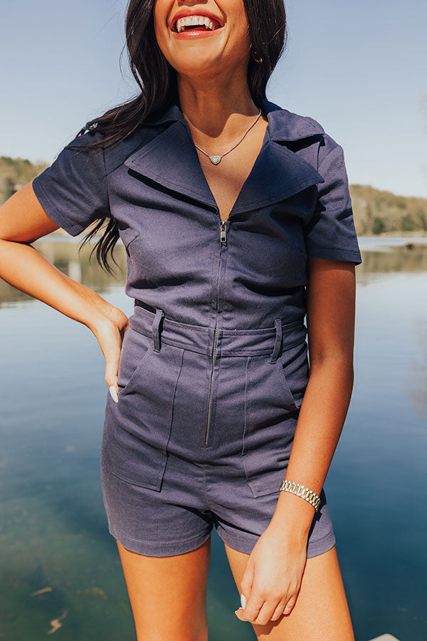 Premium Denim Romper - Navy Blue Ultimate Style