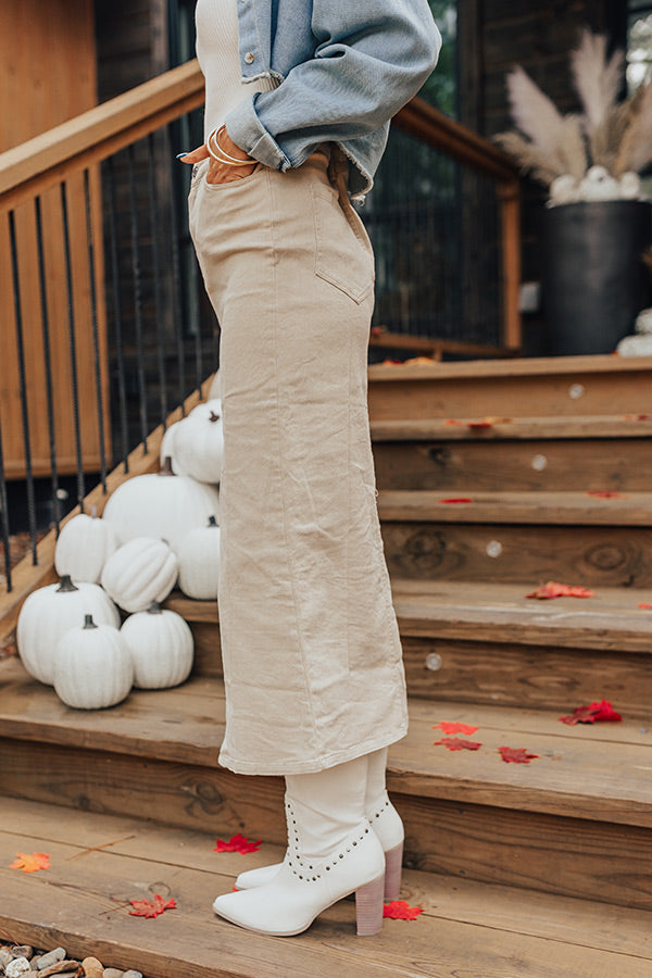 Premium High Waist Denim Skirt - Cream | Ultimate Fall Fashion