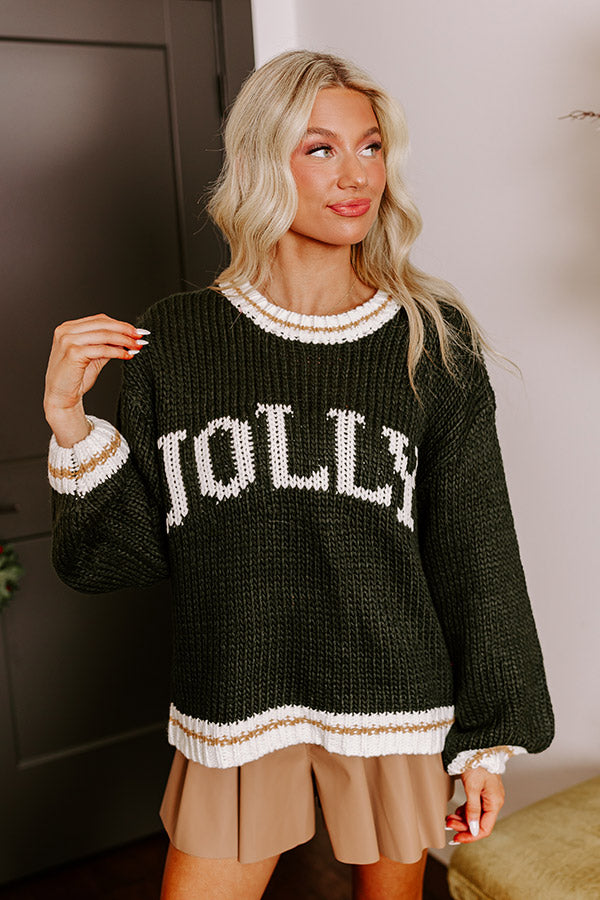 Premium Holiday Vibes Knit Sweater - Jolly Hunter Green