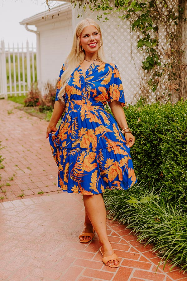 Ultimate Cruise Ready Floral Mini Dress - Royal Blue Elegance