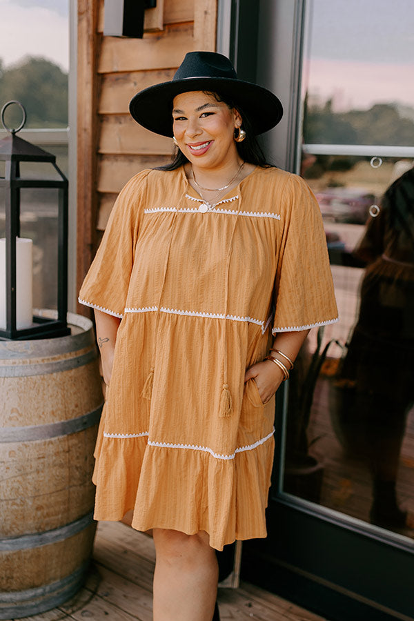 Ultimate Mustard Curves Tiered Mini Dress