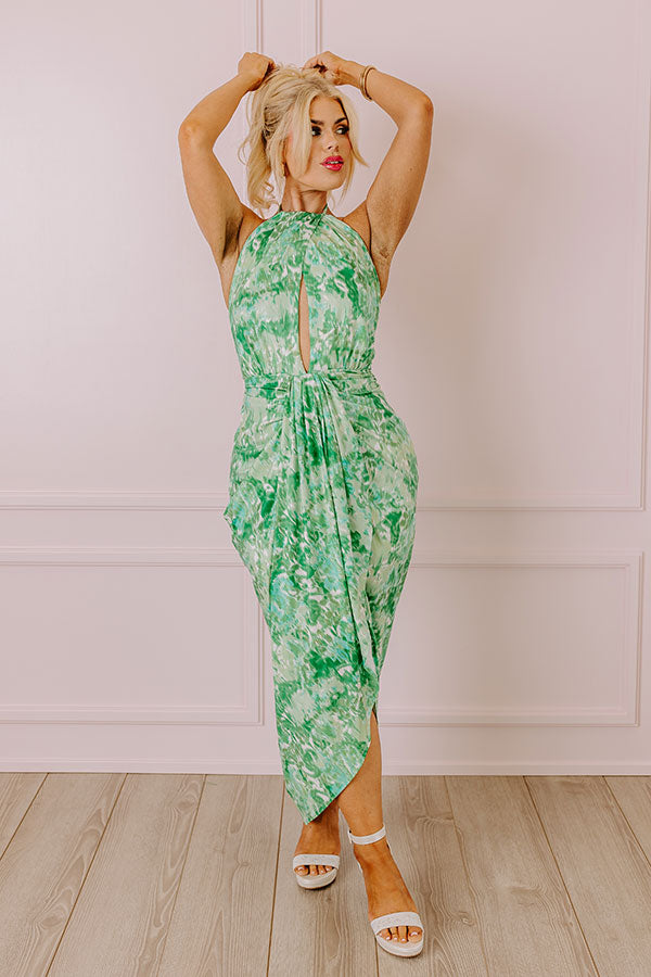 Premium Green Curves Midi Dress - Ultimate Margarita Night Essential