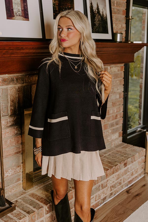 Premium Black Shimmer Knit Sweater