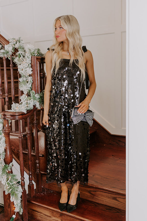 Ultimate Glamour Sequin Midi Dress - Black