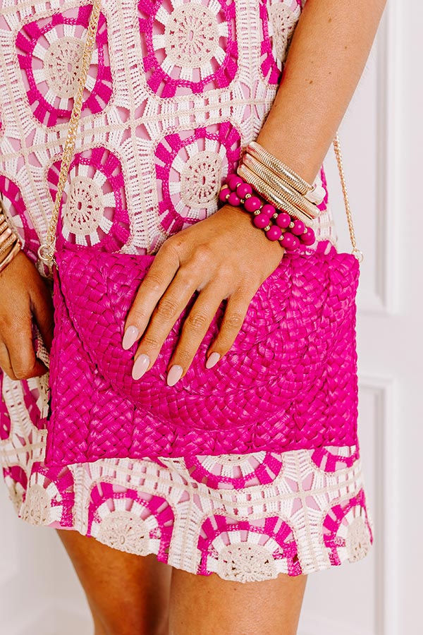 Ultimate Sunny Refresh Woven Clutch - Hot Pink