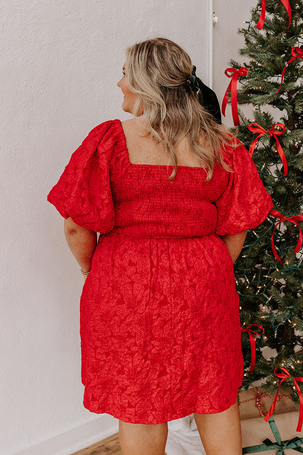 Ultimate Holiday Happiness Jacquard Mini Dress - Red Curves