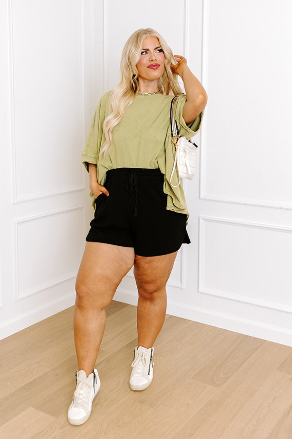 Ultimate Effortless Vibes Mineral Wash Oversized Tee - Lime Punch Curves