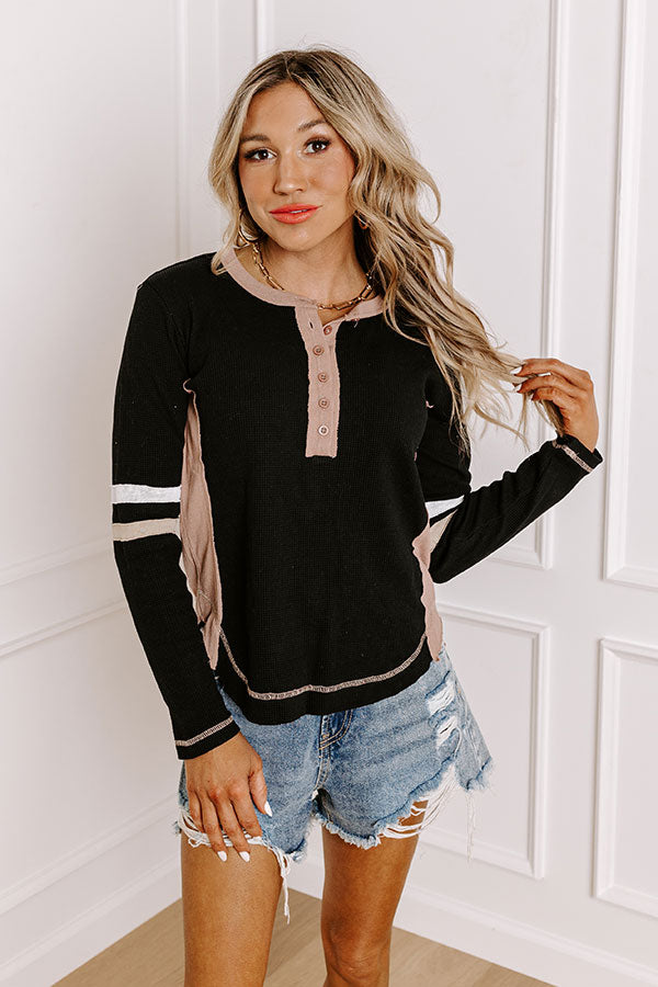 Ultimate Adorable Vibes Henley Top - Black