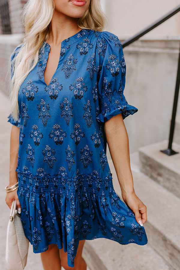 Ultimate Charleston Floral Mini Dress in Blue - Casual Elegance Redefined