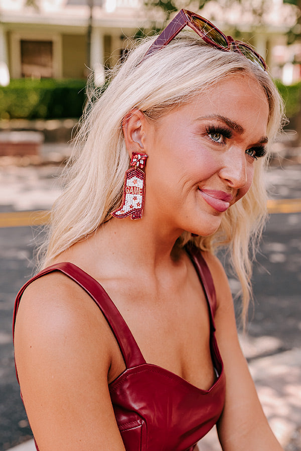 Premium Game Day Down South Maroon Earrings