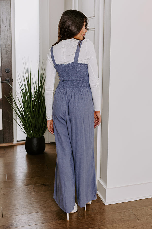 Ultimate Blue Smocked Jumpsuit - Gather The Courage