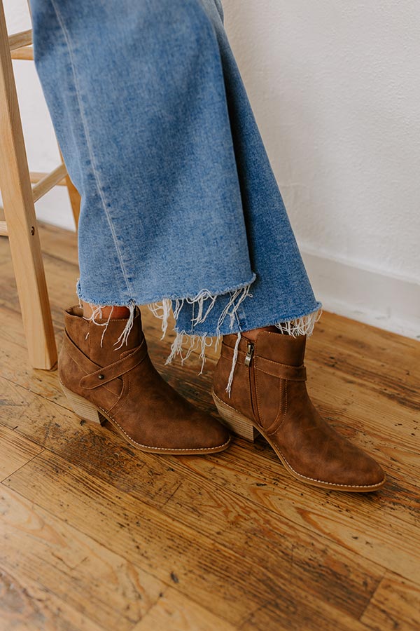 Premium Brown Faux Leather Bootie - Ultimate Comfort & Style