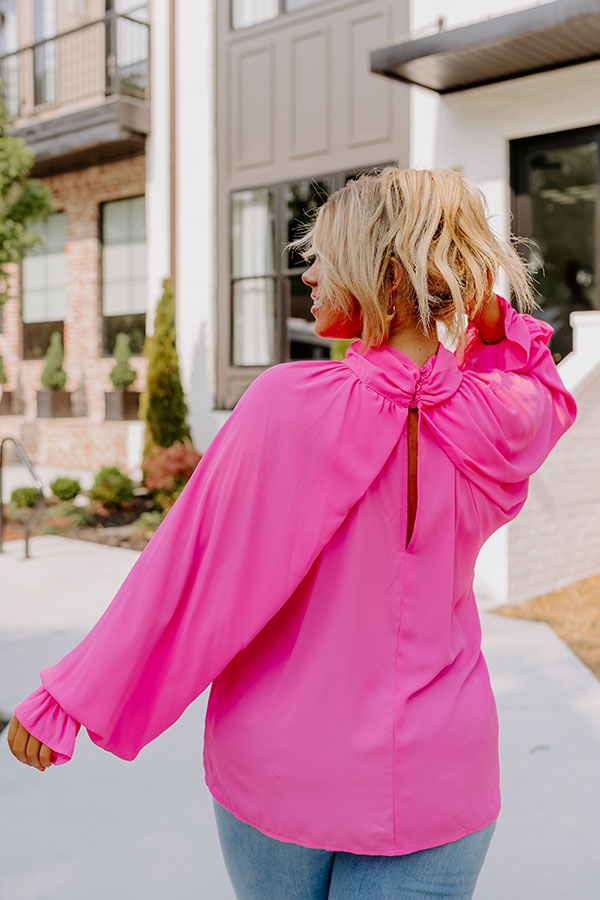 Ultimate Pink Curves Mock Neck Top - Effortless Elegance