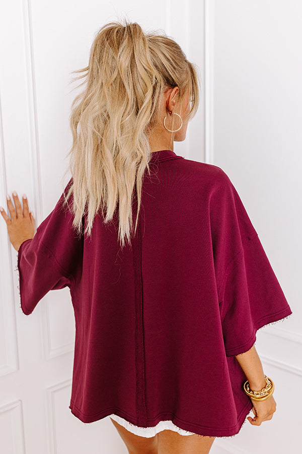 Ultimate Game Day Glam: Maroon Sequin 'Touchdown' Oversized Tee