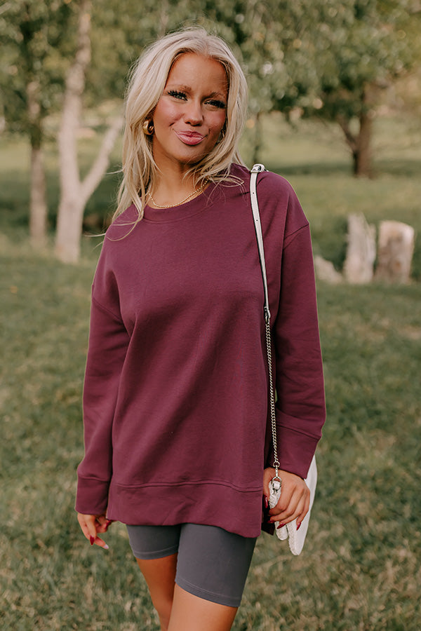 Premium Central Park Stroll Oversized Sweatshirt in Maroon - Ultimate Comfort & Style