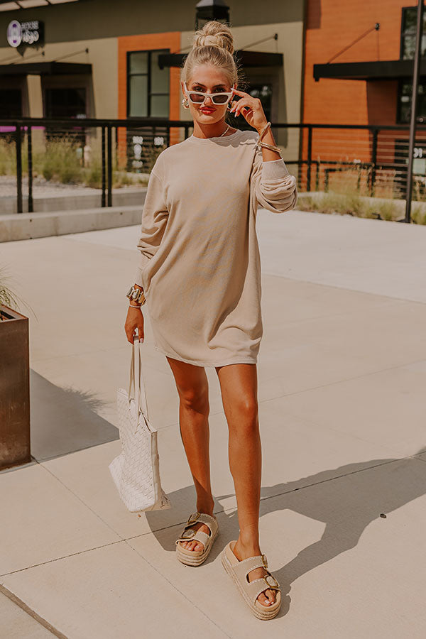 Premium Cozy Classic Sweatshirt Mini Dress - Oatmeal | Ultimate Comfort & Style