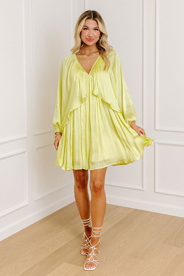 Ultimate Elegance: Premium Yellow Satin Dress with Batwing Sleeves