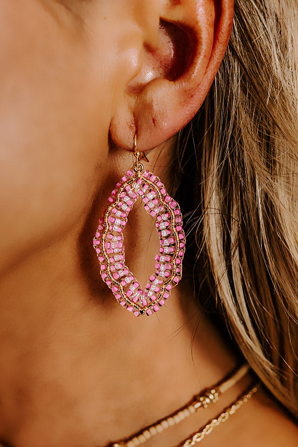 Premium Pink Beaded Showstopper Earrings