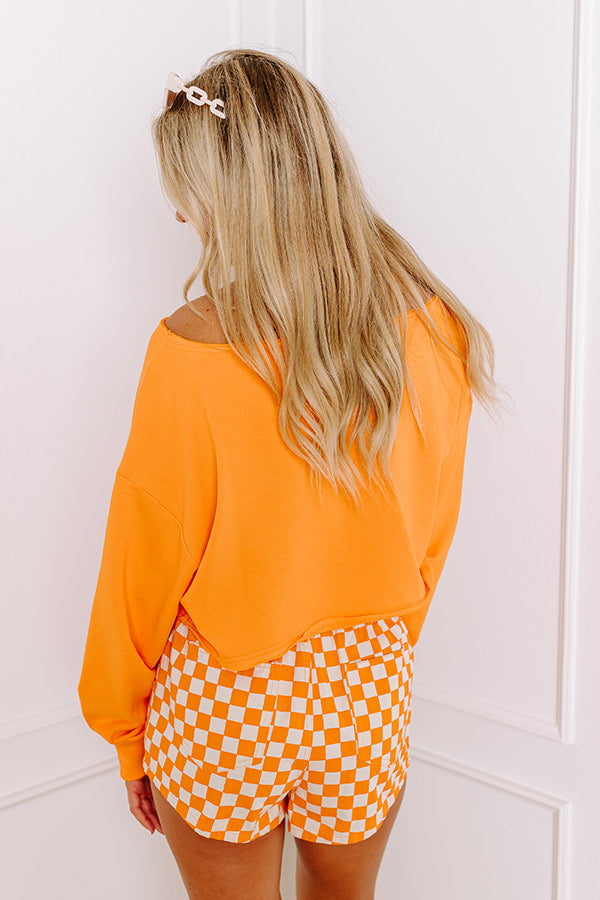 Ultimate Game Day Crop Sweatshirt - Orange Sporty Chic