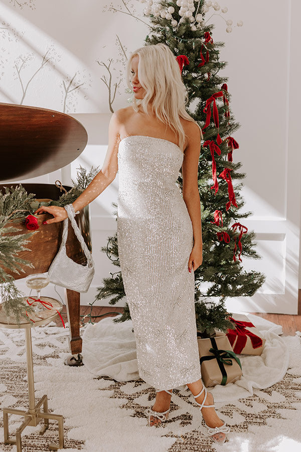 Ultimate Glam Sequin Maxi Dress - Champagne Elegance
