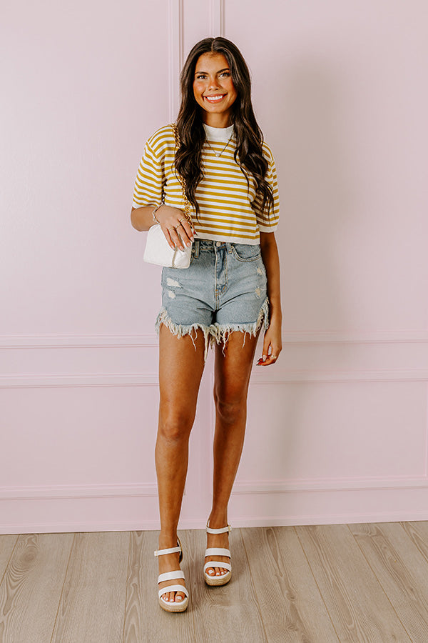 Premium High Waist Distressed Denim Shorts - Paysley Collection