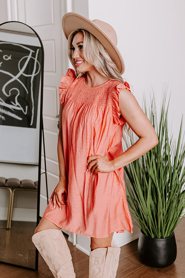 Premium Saltwater Sunrise Shift Dress - Peach Elegance