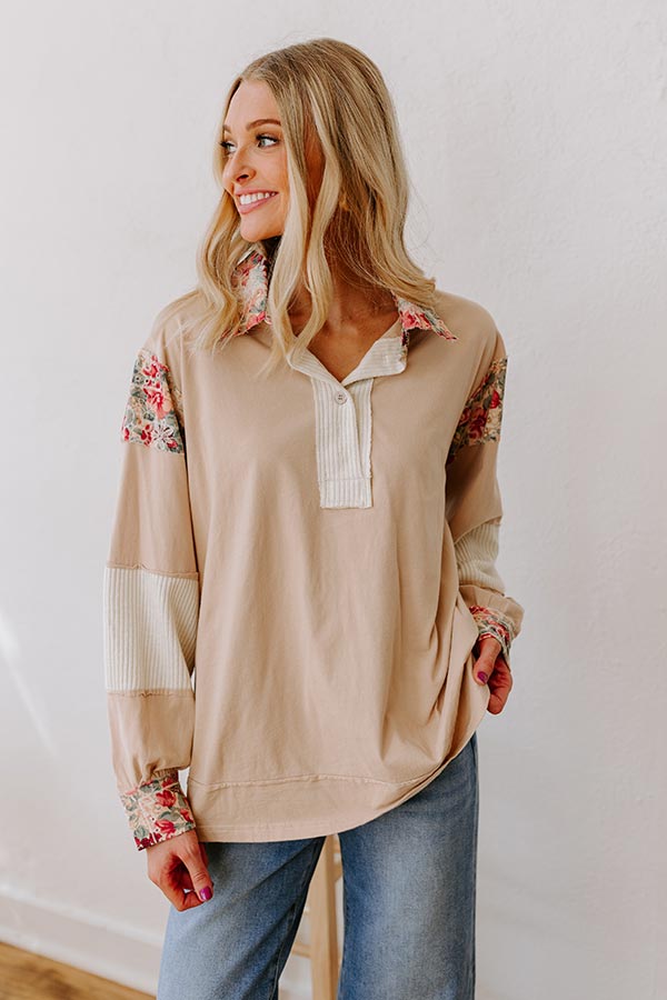 Premium Floral Embroidered Henley Top - Ultimate Casual Chic