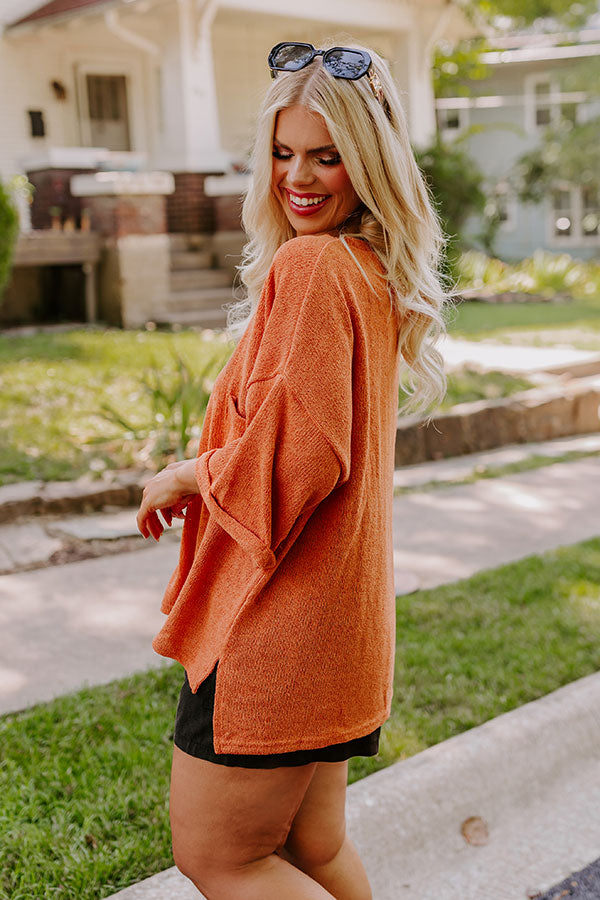 Ultimate Vineyard Vibes Knit Top - Rust Curves Edition