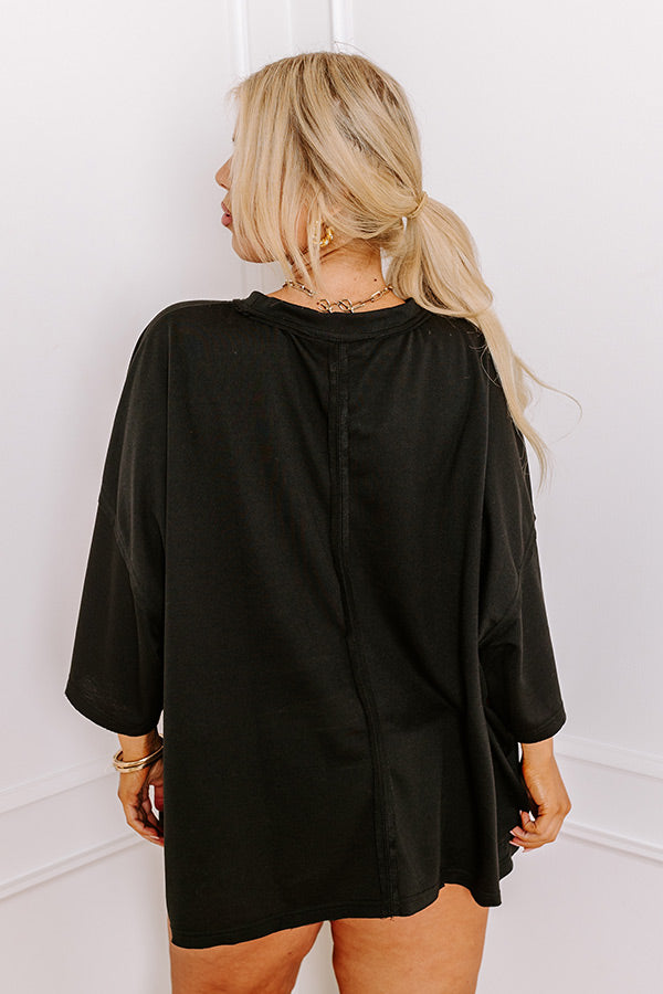 Ultimate Game Day Sequin Oversized Tee - Touch Down Black Curves