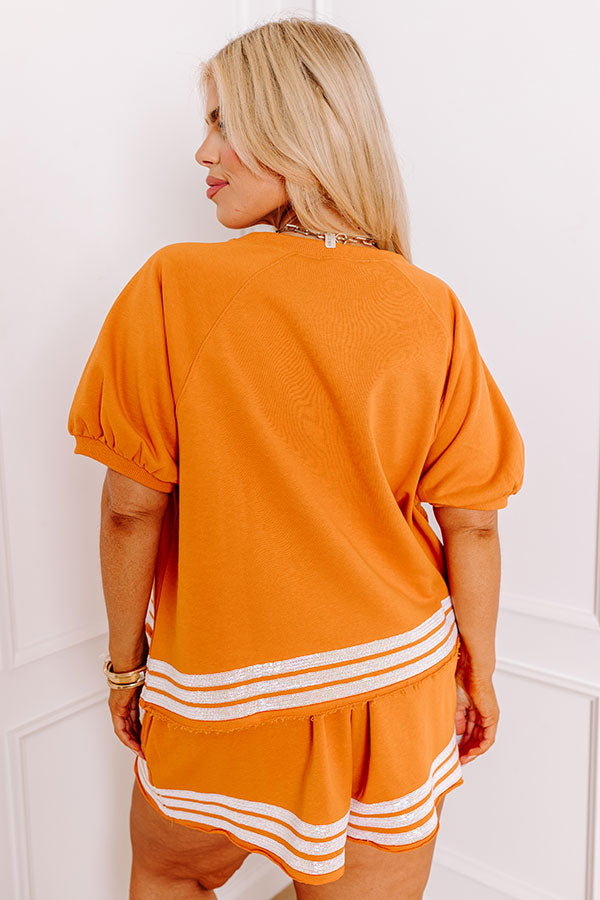 Premium Sideline Social Embroidered Top - Rust Curves Edition