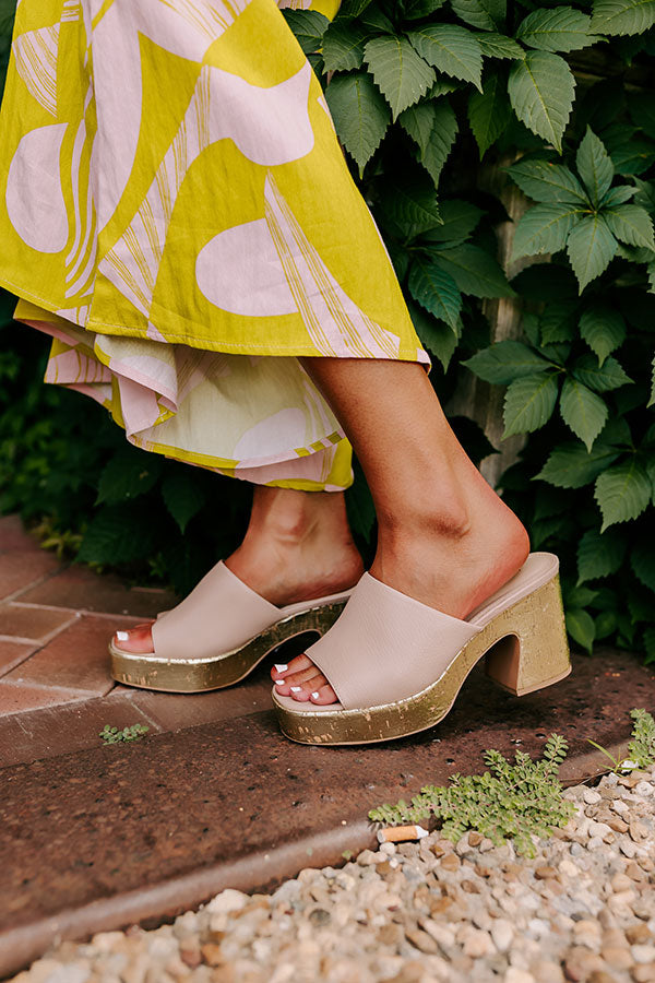 Premium Aaliyah Faux Leather Block Heels in Warm Taupe