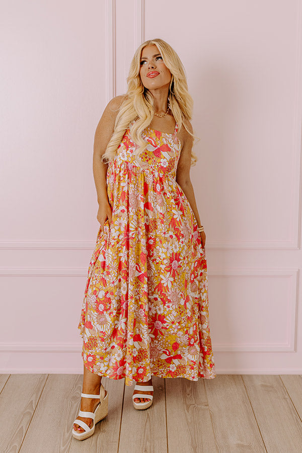 Ultimate Floral Midi Dress in Golden Honey Curves