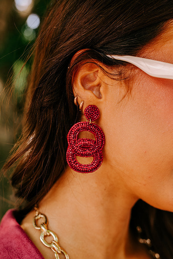 Premium Major Icon Beaded Earrings in Wine - Ultimate Style Upgrade