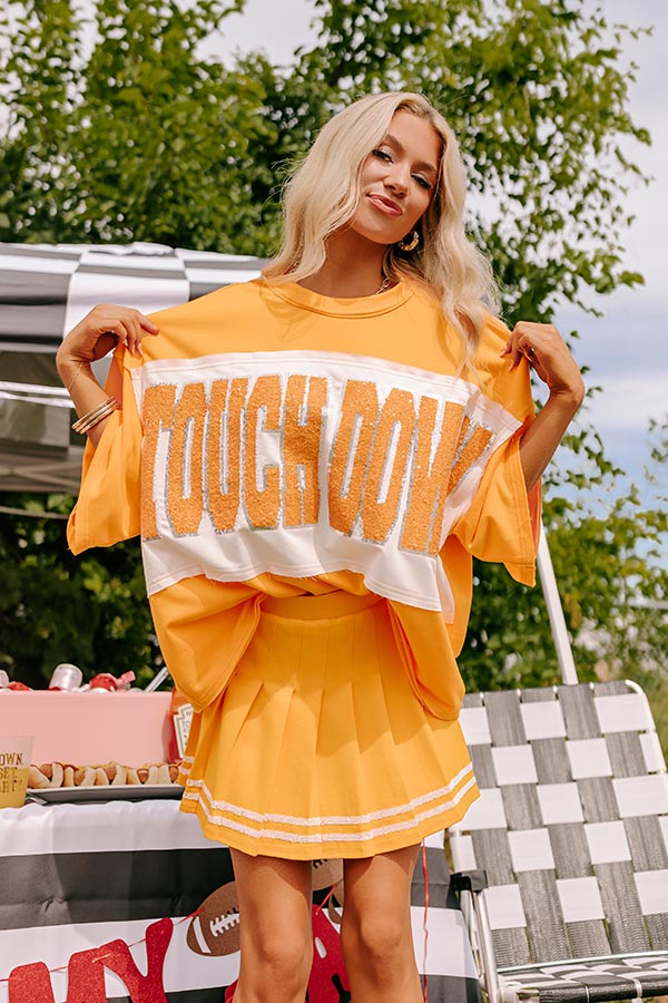 Ultimate Game Day Glow: Touchdown Sequin Oversized Tee in Orange